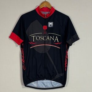 Santini SMS Toscana Cycling Jersey Full Zip Black Red Mens XL Italy